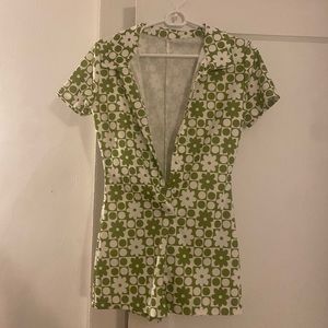 Green and White floral Jumpsuit
